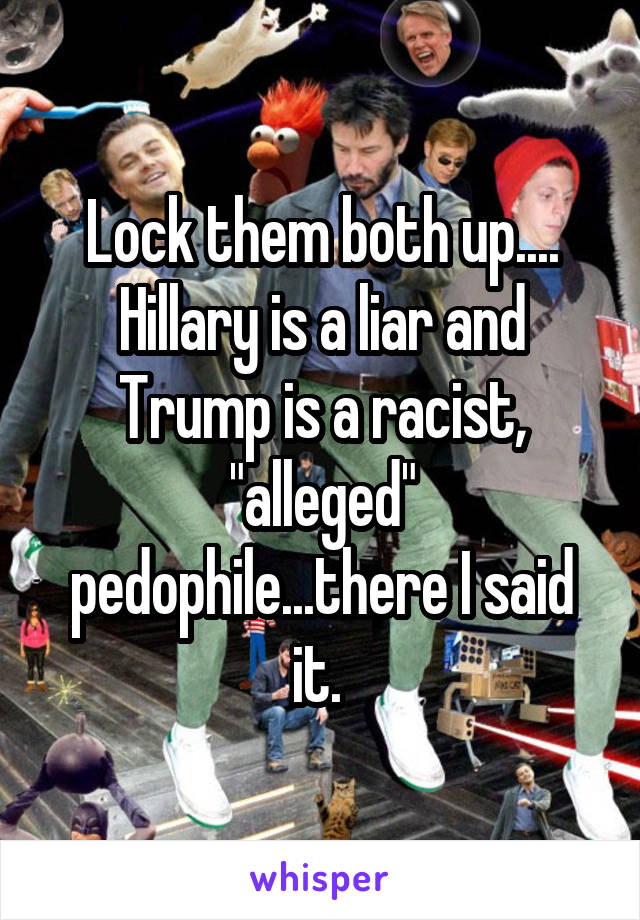 Lock them both up.... Hillary is a liar and Trump is a racist, "alleged" pedophile...there I said it. 