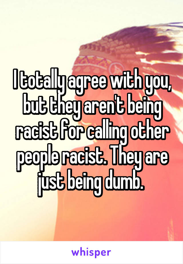 I totally agree with you, but they aren't being racist for calling other people racist. They are just being dumb. 