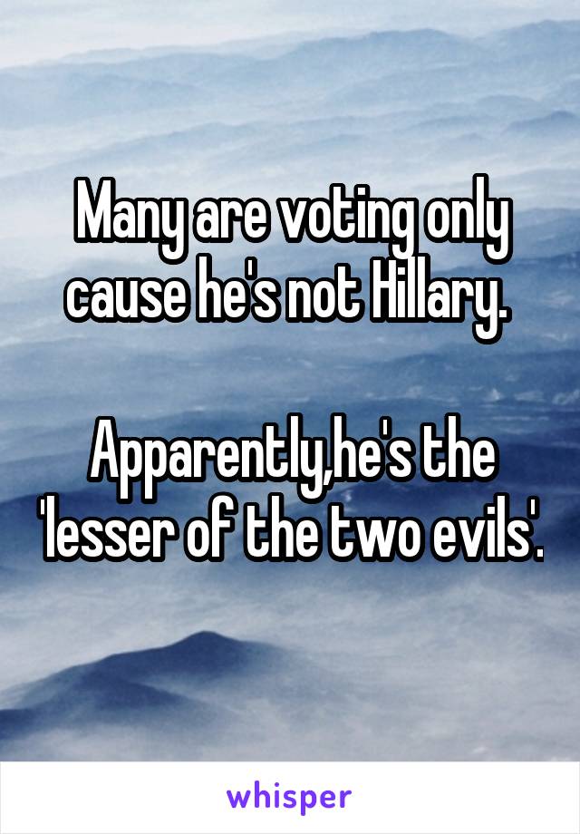Many are voting only cause he's not Hillary. 

Apparently,he's the 'lesser of the two evils'. 
