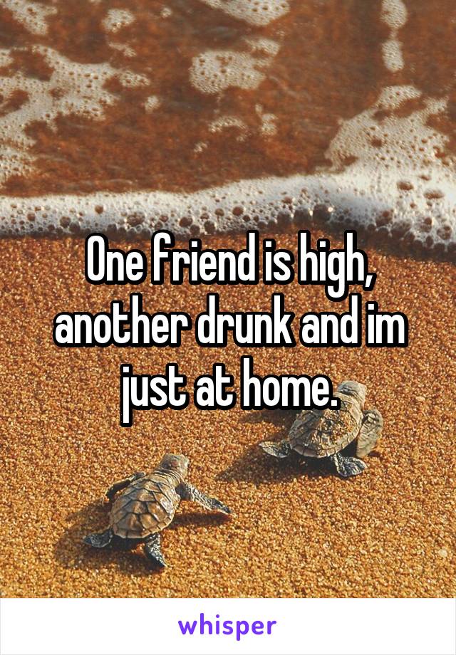 One friend is high, another drunk and im just at home.