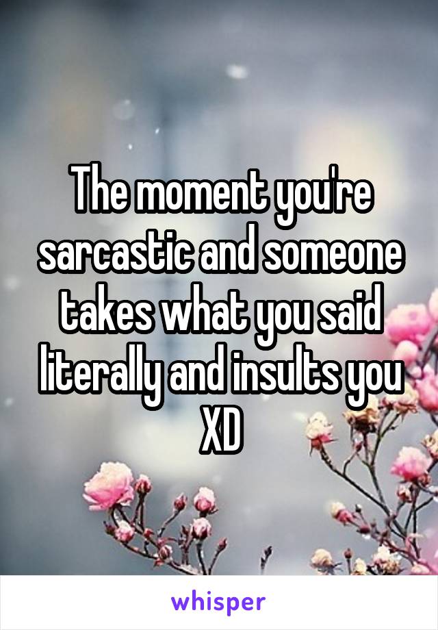 The moment you're sarcastic and someone takes what you said literally and insults you XD