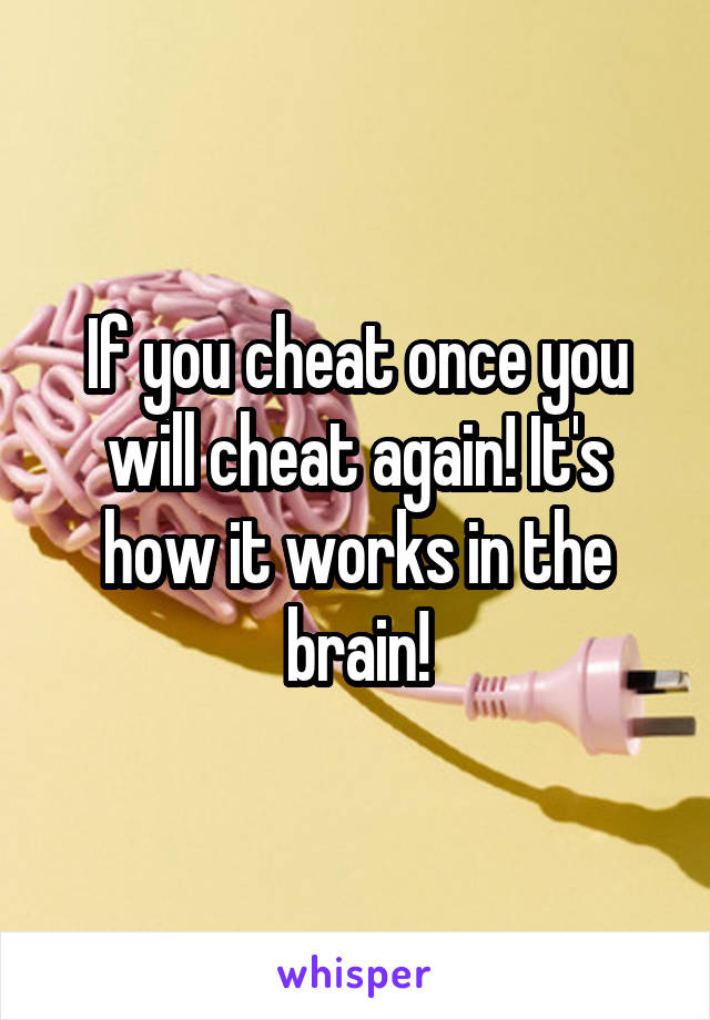 If you cheat once you will cheat again! It's how it works in the brain!