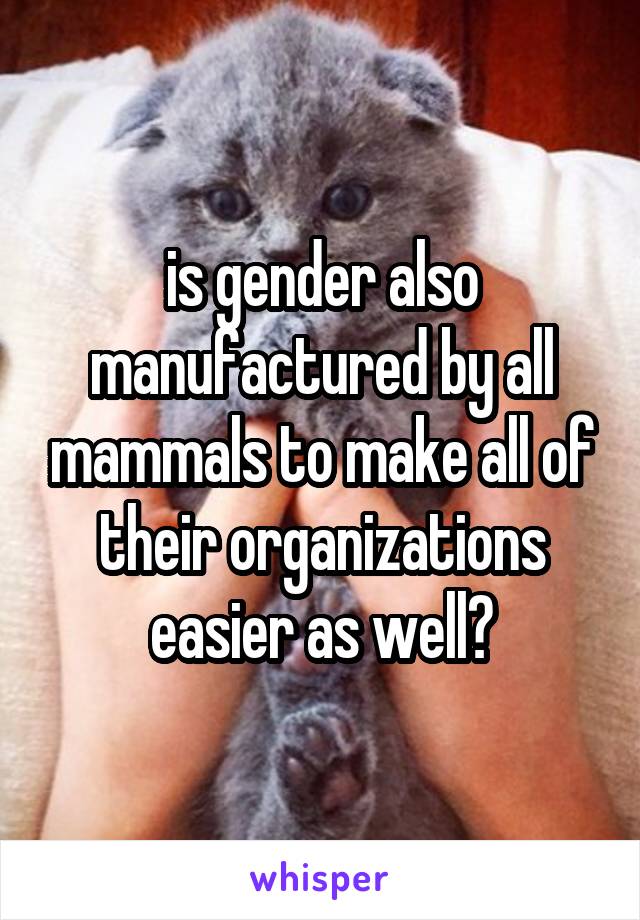 is gender also manufactured by all mammals to make all of their organizations easier as well?