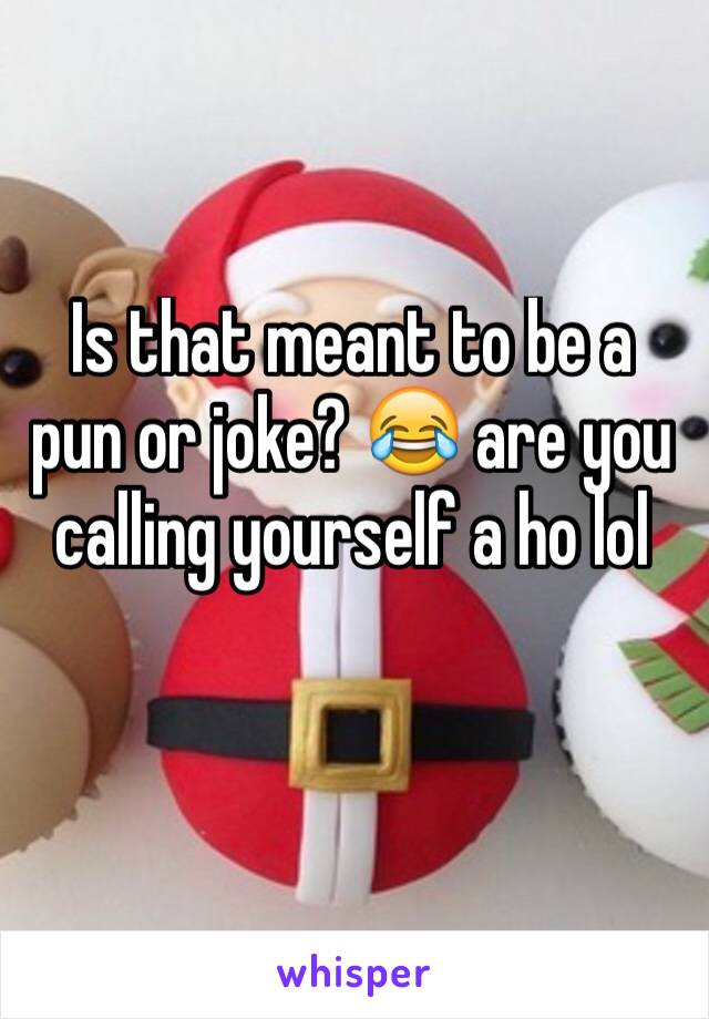 Is that meant to be a pun or joke? 😂 are you calling yourself a ho lol