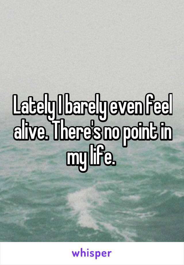 Lately I barely even feel alive. There's no point in my life. 