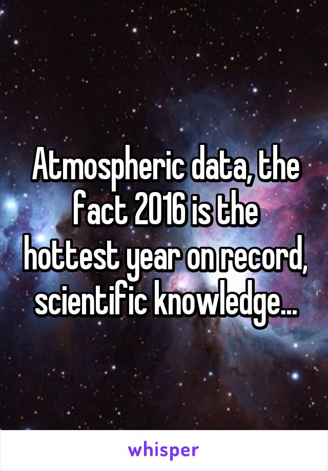 Atmospheric data, the fact 2016 is the hottest year on record, scientific knowledge...
