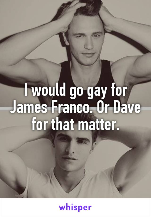 I would go gay for James Franco. Or Dave for that matter.