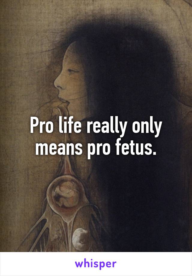 Pro life really only means pro fetus.
