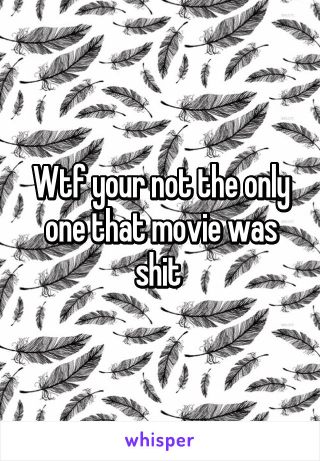 Wtf your not the only one that movie was shit 