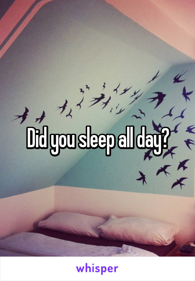 Did you sleep all day?