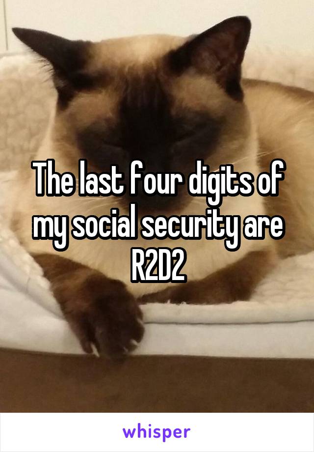 The last four digits of my social security are R2D2