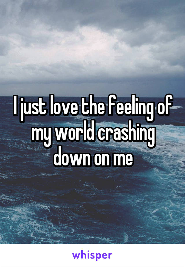 I just love the feeling of my world crashing down on me