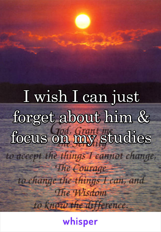 I wish I can just forget about him & focus on my studies