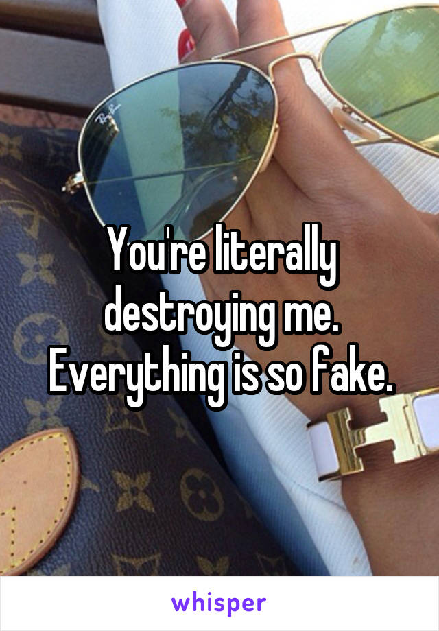 You're literally destroying me. Everything is so fake.