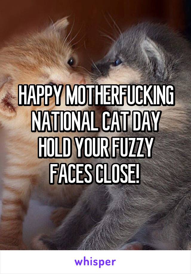 HAPPY MOTHERFUCKING NATIONAL CAT DAY
HOLD YOUR FUZZY FACES CLOSE! 