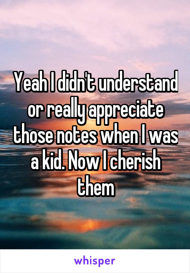 Yeah I didn't understand or really appreciate those notes when I was a kid. Now I cherish them