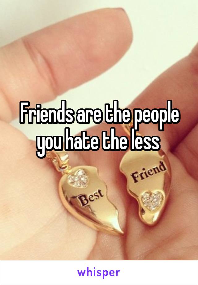 Friends are the people you hate the less 
