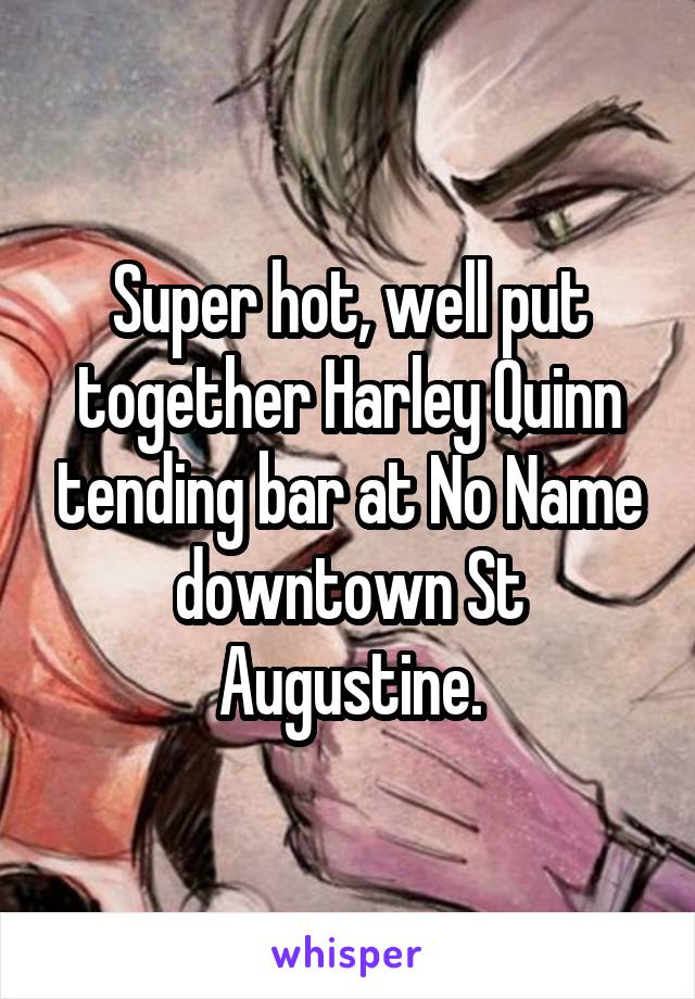 Super hot, well put together Harley Quinn tending bar at No Name downtown St Augustine.