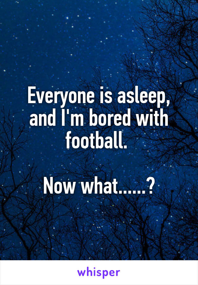 Everyone is asleep, and I'm bored with football. 

Now what......?