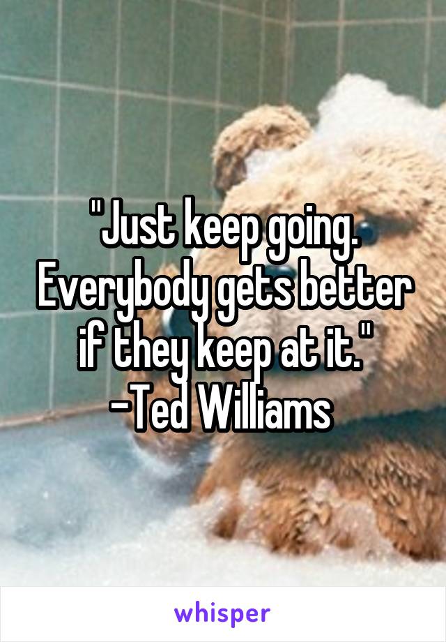 "Just keep going. Everybody gets better if they keep at it."
-Ted Williams 