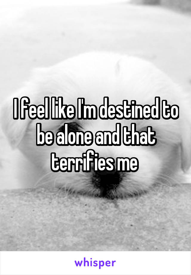 I feel like I'm destined to be alone and that terrifies me 