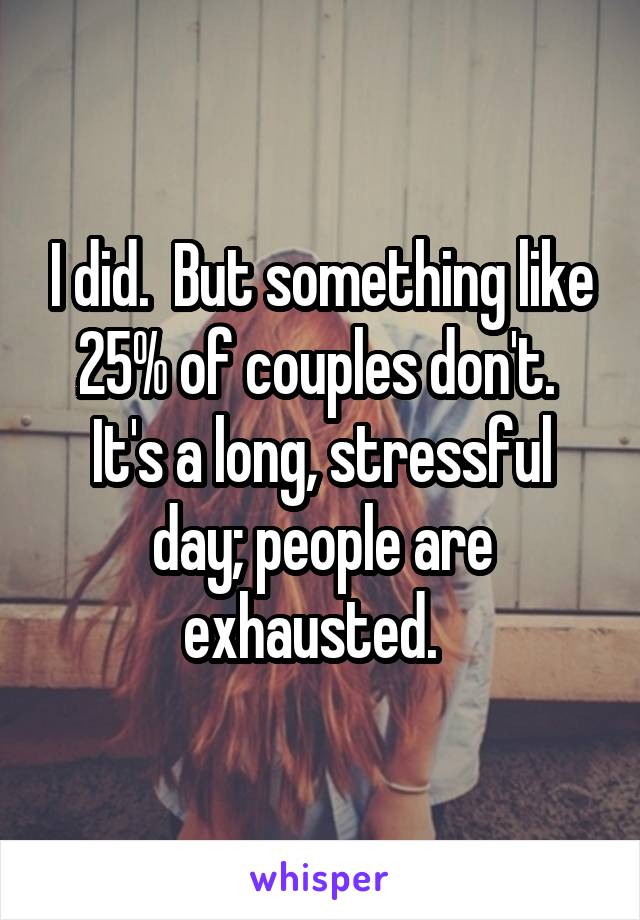 I did.  But something like 25% of couples don't.  It's a long, stressful day; people are exhausted.  