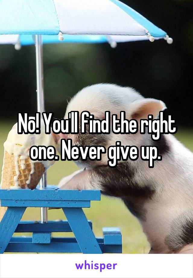 No! You'll find the right one. Never give up. 