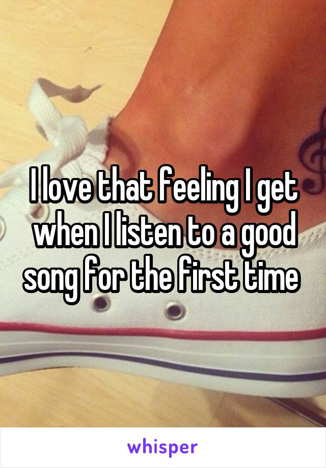 I love that feeling I get when I listen to a good song for the first time 