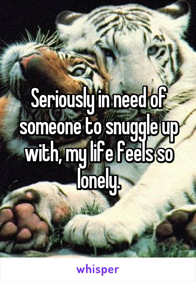 Seriously in need of someone to snuggle up with, my life feels so lonely.