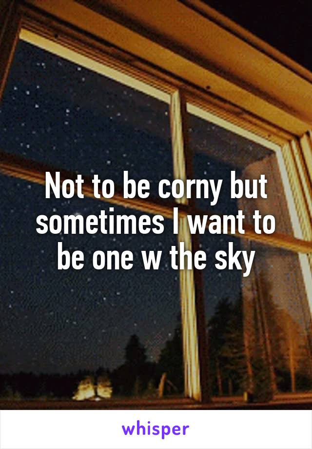 Not to be corny but sometimes I want to be one w the sky