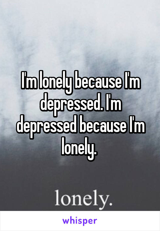 I'm lonely because I'm depressed. I'm depressed because I'm lonely. 