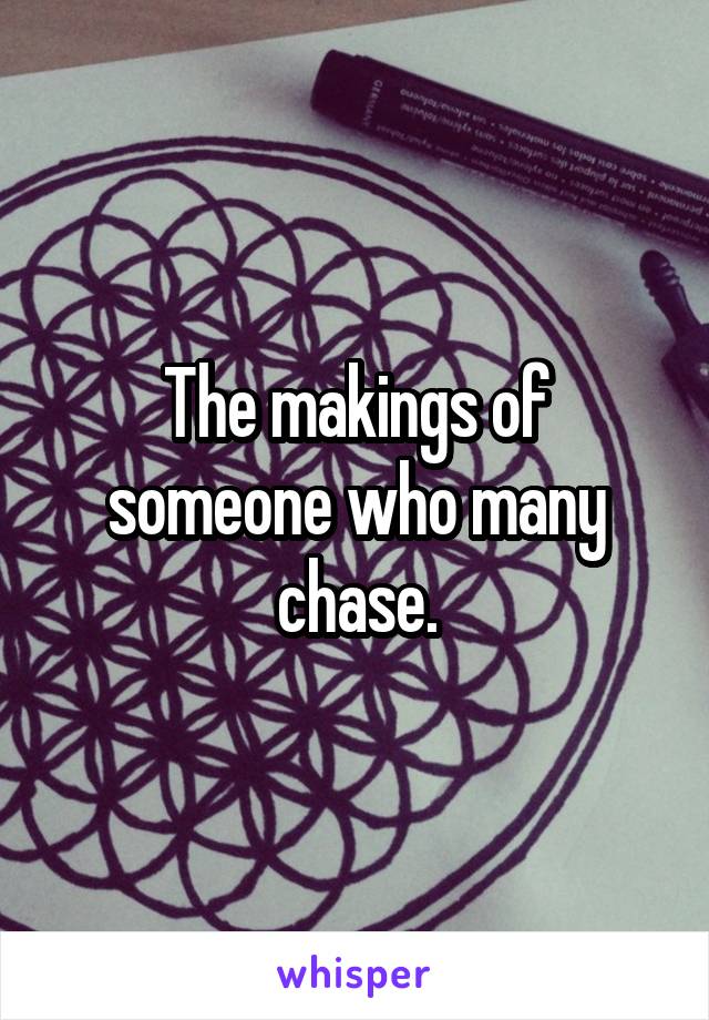 The makings of someone who many chase.