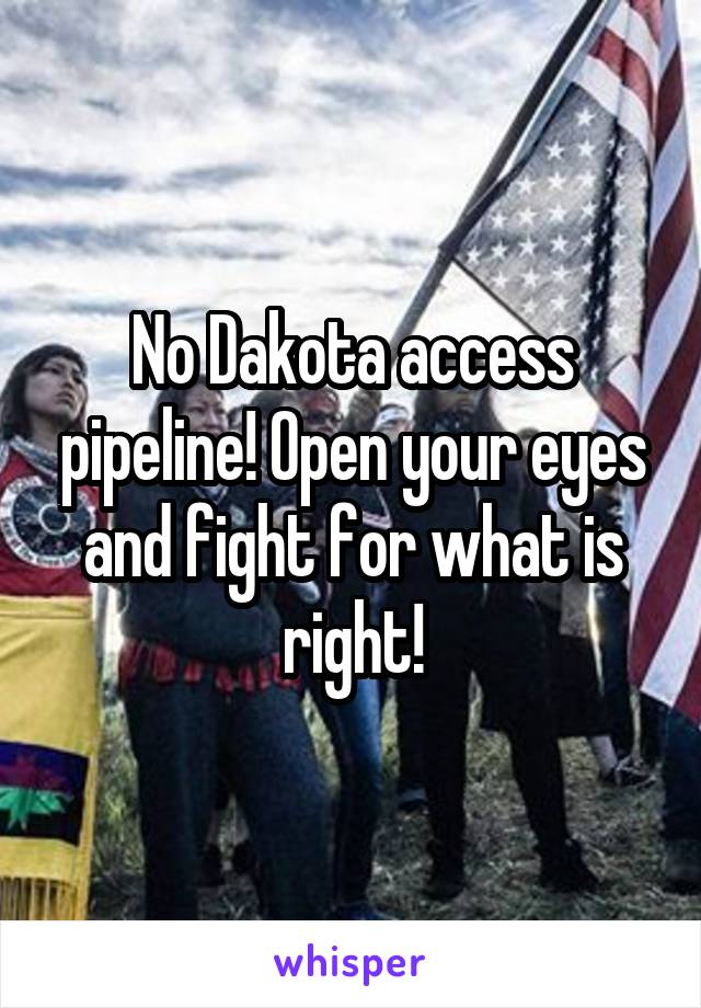 No Dakota access pipeline! Open your eyes and fight for what is right!