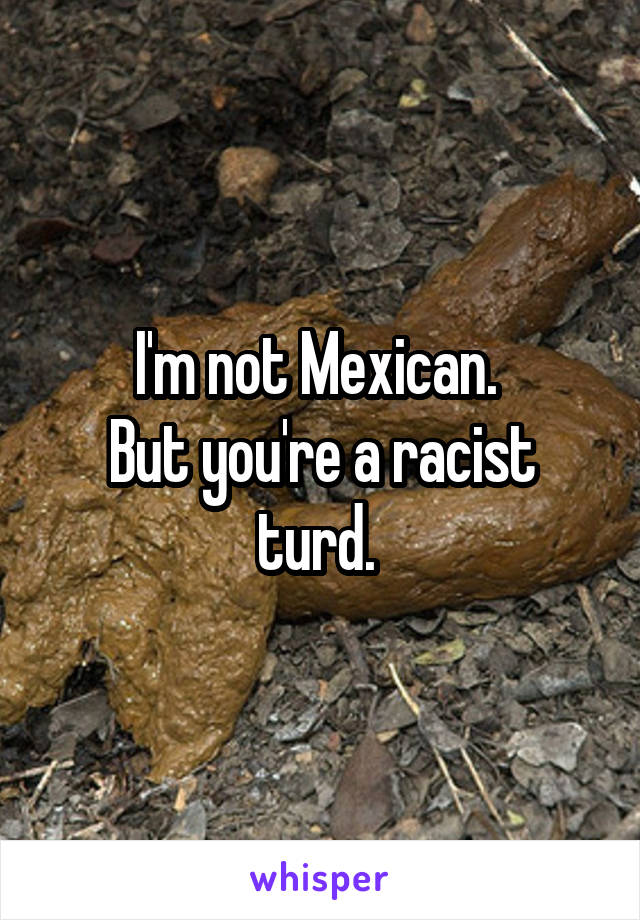I'm not Mexican. 
But you're a racist turd. 