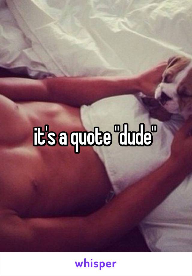 it's a quote "dude" 