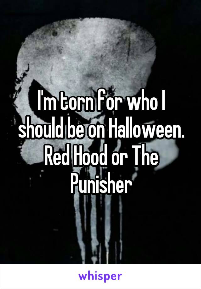 I'm torn for who I should be on Halloween. Red Hood or The Punisher