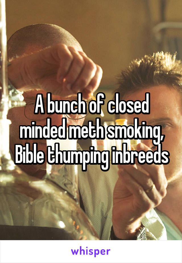 A bunch of closed minded meth smoking, Bible thumping inbreeds