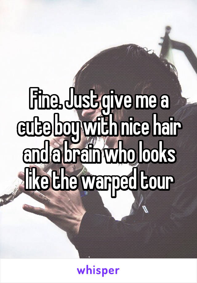Fine. Just give me a cute boy with nice hair and a brain who looks like the warped tour