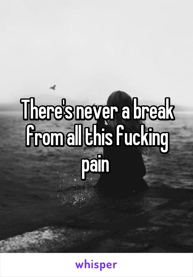 There's never a break from all this fucking pain 