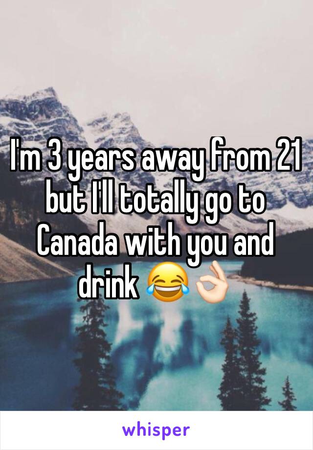 I'm 3 years away from 21 but I'll totally go to Canada with you and drink 😂👌🏻