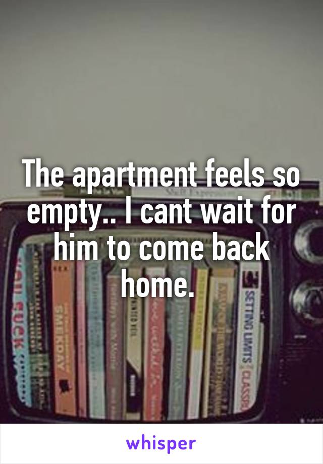 The apartment feels so empty.. I cant wait for him to come back home. 