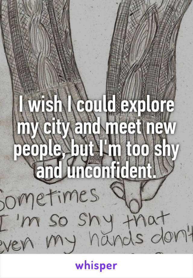 I wish I could explore my city and meet new people, but I'm too shy and unconfident.
