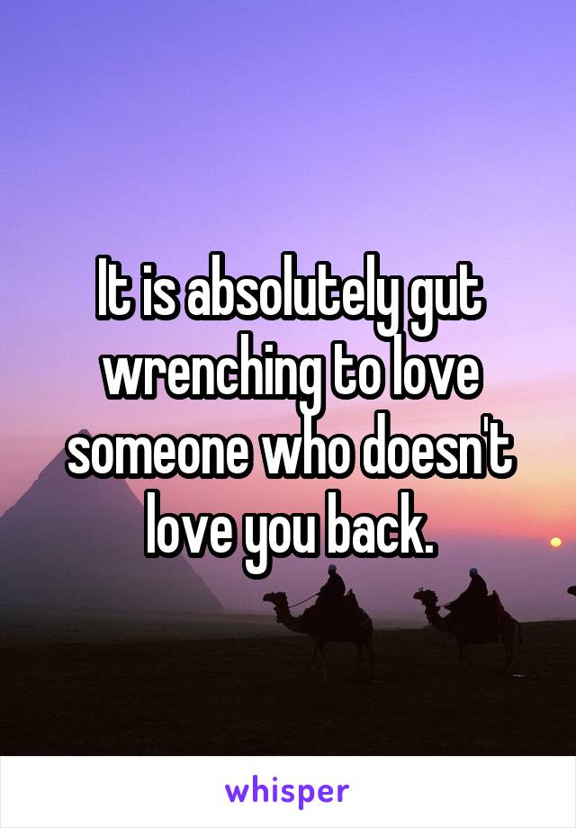 It is absolutely gut wrenching to love someone who doesn't love you back.