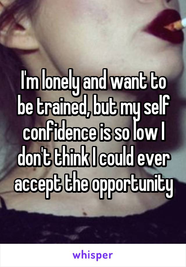 I'm lonely and want to be trained, but my self confidence is so low I don't think I could ever accept the opportunity