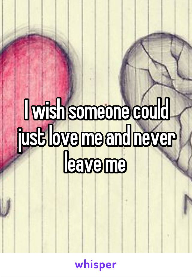 I wish someone could just love me and never leave me 
