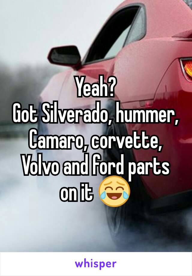 Yeah?
Got Silverado, hummer, Camaro, corvette, Volvo and ford parts on it 😂