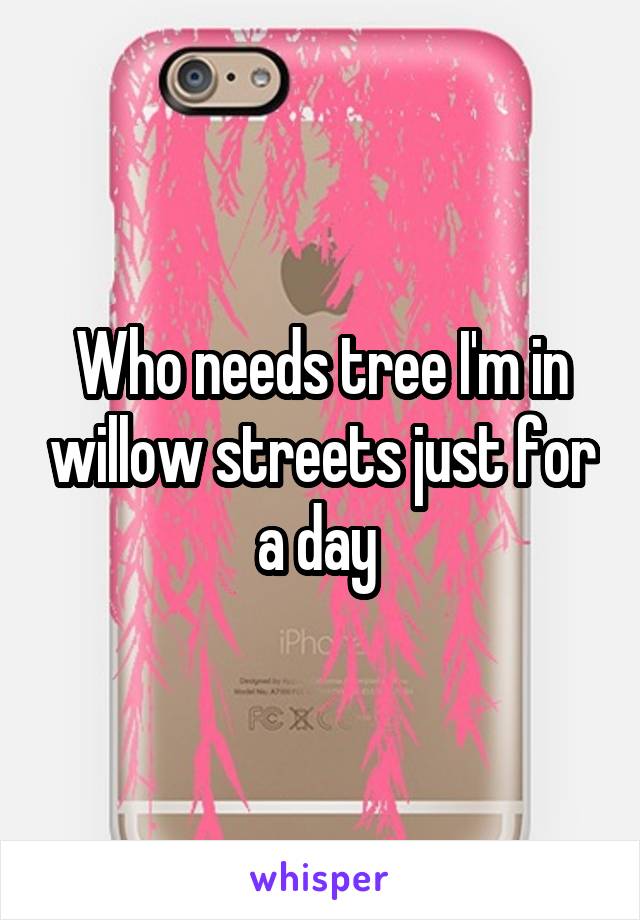 Who needs tree I'm in willow streets just for a day 