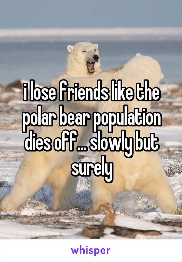 i lose friends like the polar bear population dies off... slowly but surely