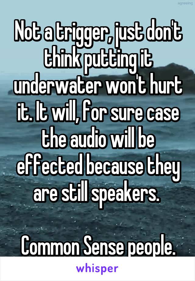 Not a trigger, just don't think putting it underwater won't hurt it. It will, for sure case the audio will be effected because they are still speakers. 

Common Sense people.