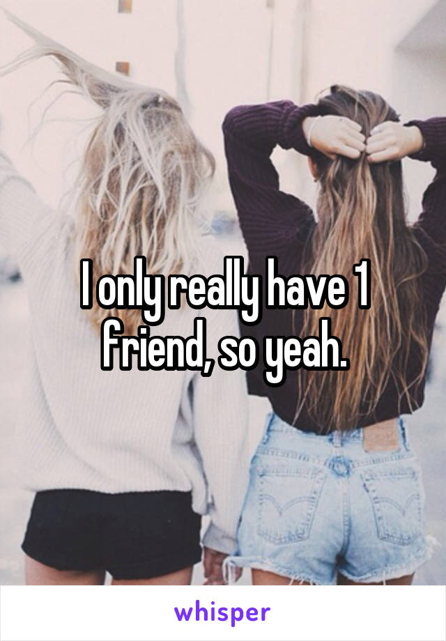 I only really have 1 friend, so yeah.